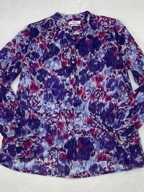 Isabel Marant Purple and Magenta Abstract Print Long-Sleeve Blouse